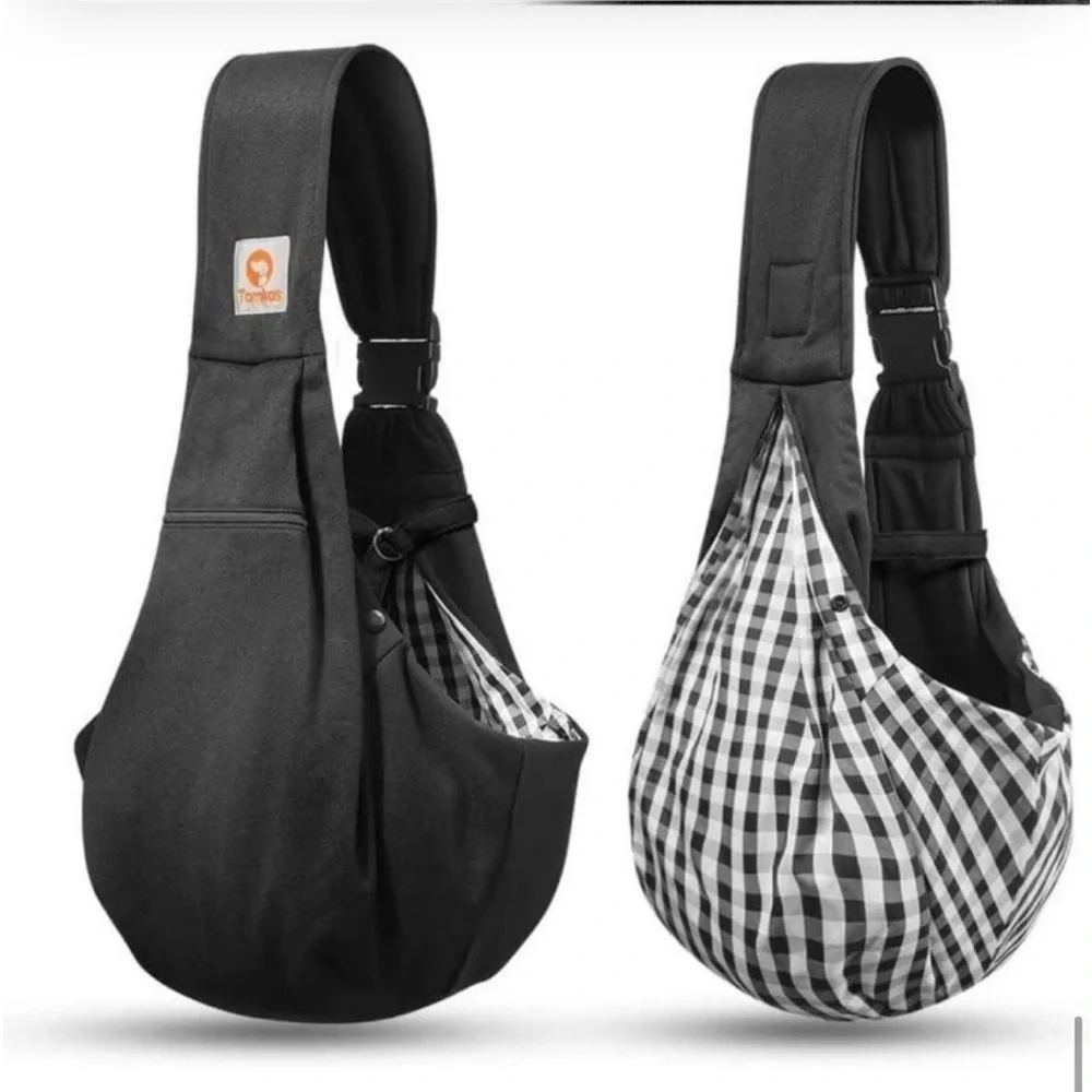 TOMKAS Small Animal Carrier Sling Pocket Adjustable Black